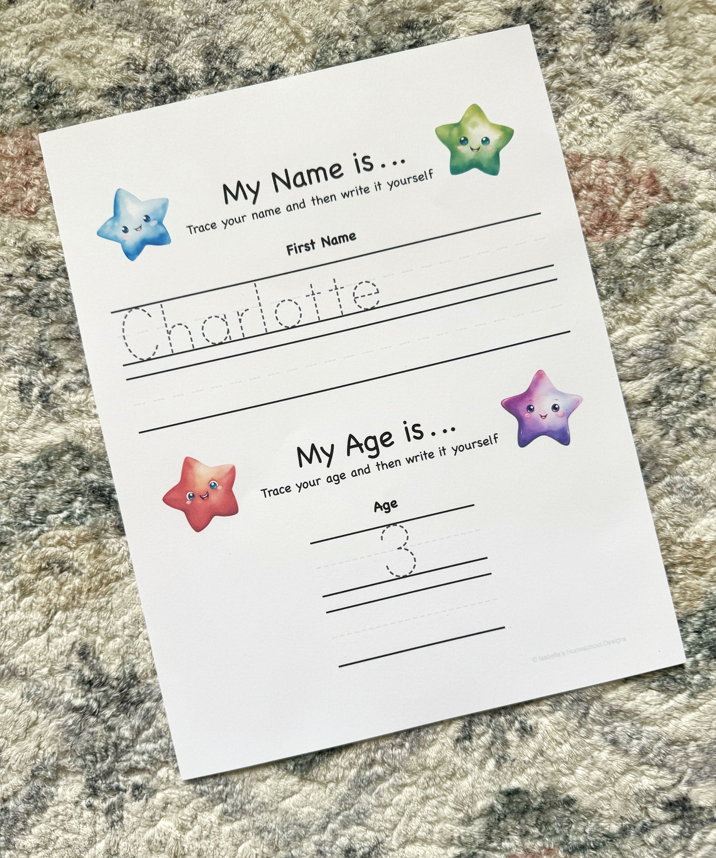 Personalized Name and Age Activity Page