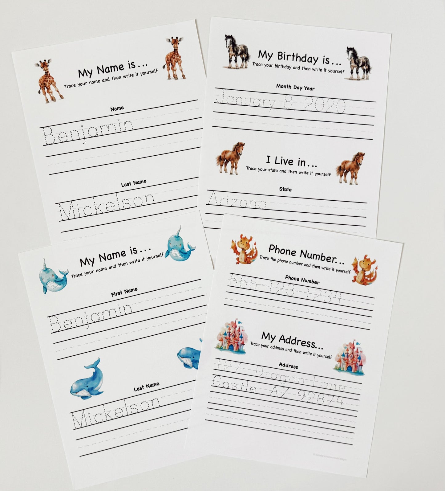 Personalized Preschool/Kindergarten Morning Menu Bundle with 80 Reusable Activity Pages