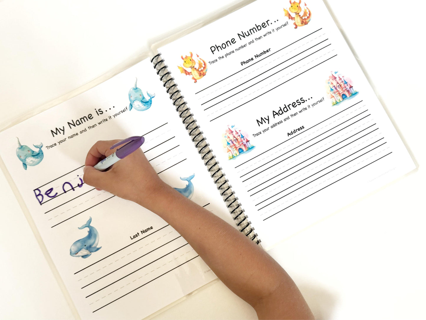 Reusable Kindergarten Learning Book | 24 Laminated Activity Pages for Fun & Independent Practice | Alphabet, Numbers & More!