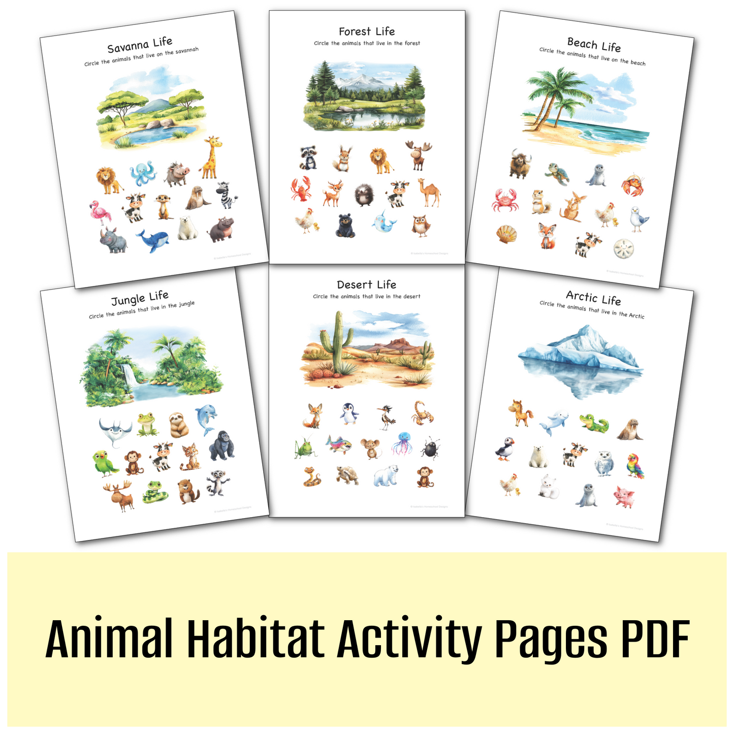 Animal Habitat Learning Activity Pages