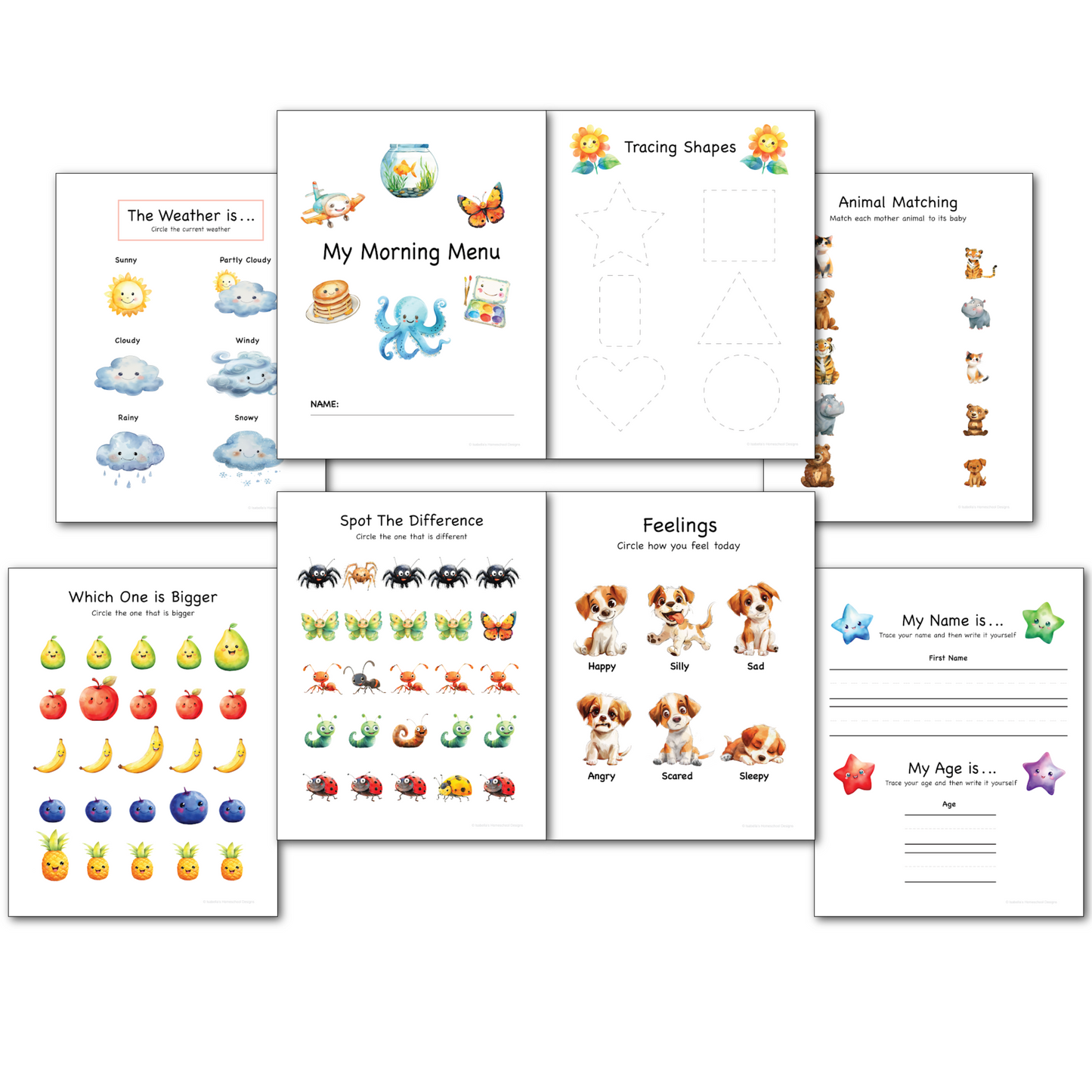 Personalized Toddler Morning Menu Pages