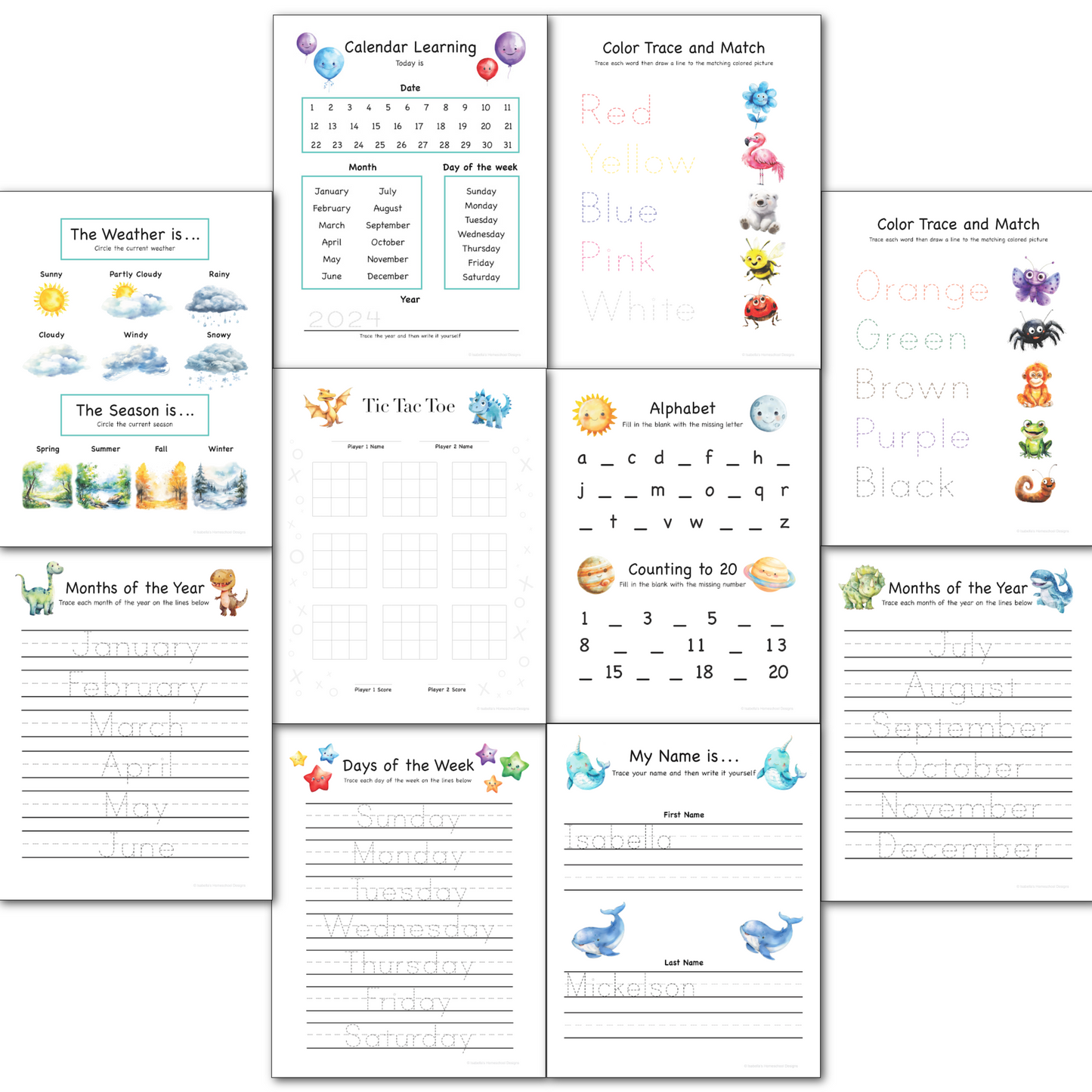 Personalized Morning Menu Volume 2 for preschoolers and kindergarteners Printable
