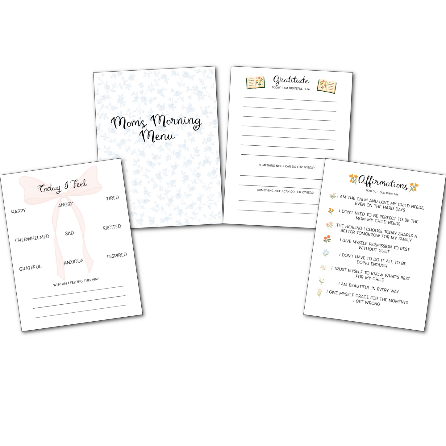 Mom’s Morning Menu | Digital PDF Download | Weekly Mom Planner with Affirmations, Gratitude, Goals & More