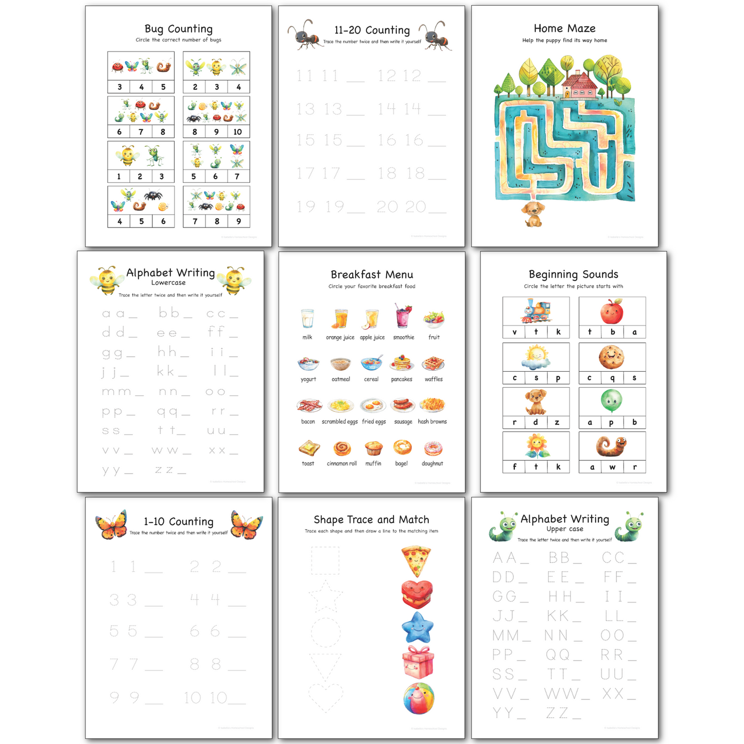 Personalized Morning Menu Volume 2 for preschoolers and kindergarteners Printable