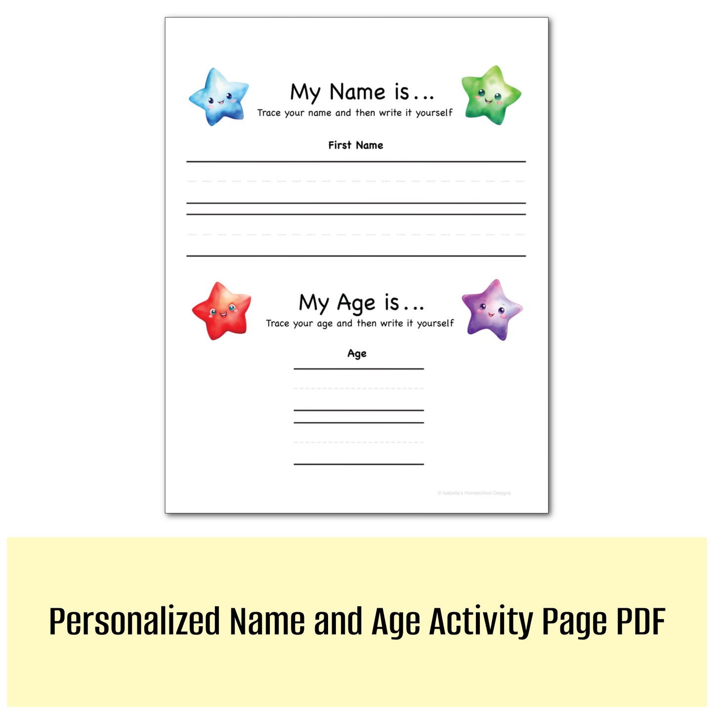 Personalized Name and Age Activity Page