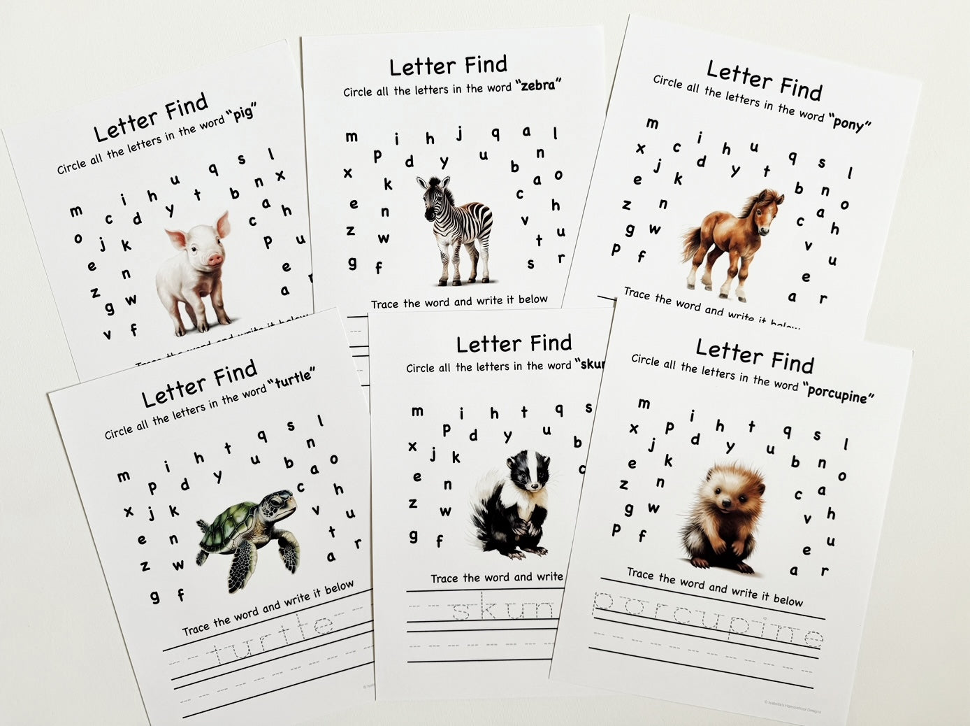 Preschool/Kindergarten Animal Learning Menu with 30 activity pages