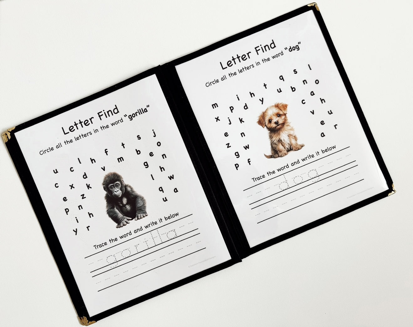 Preschool/Kindergarten Animal Learning Menu with 30 activity pages