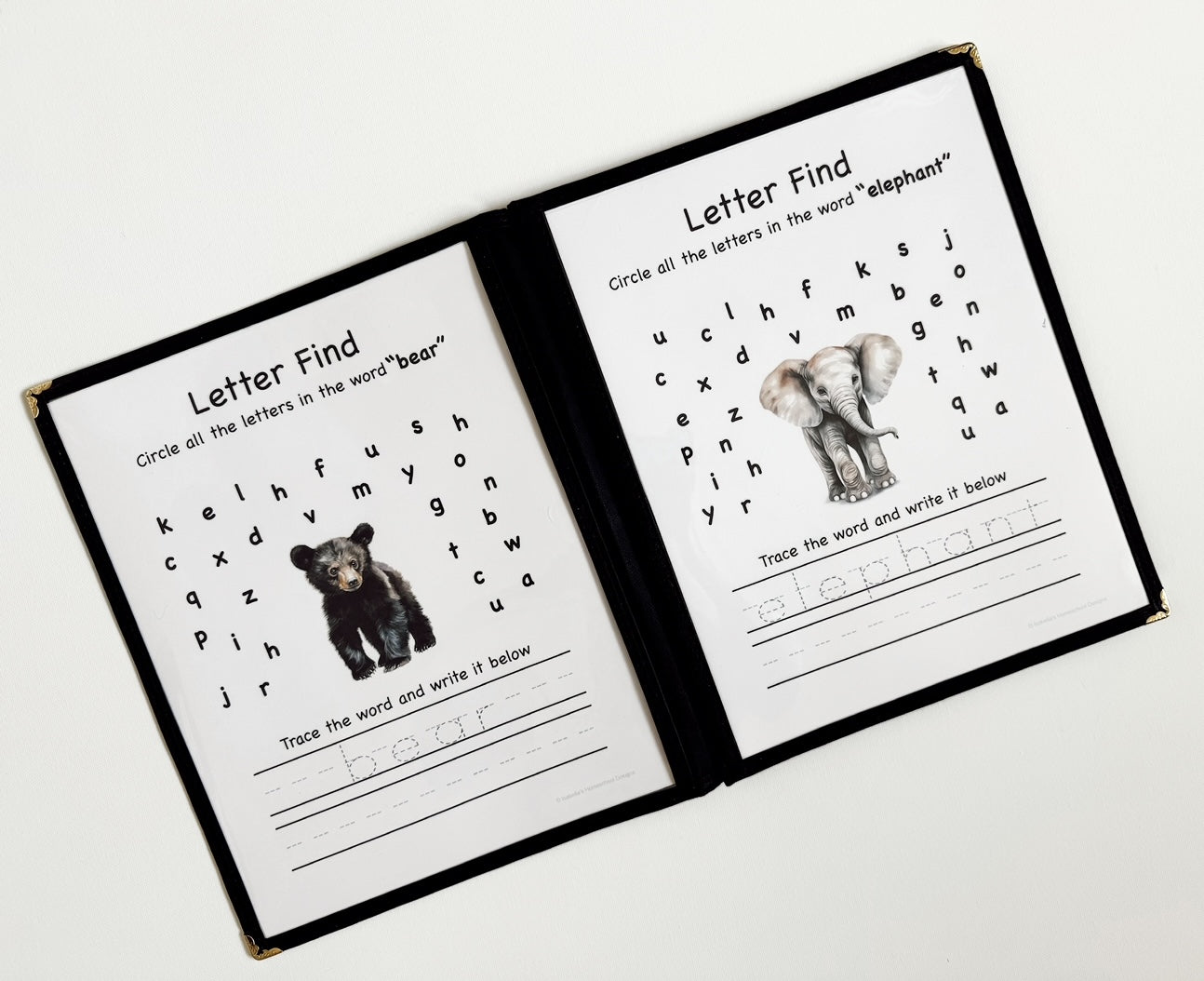 Preschool/Kindergarten Animal Learning Menu with 30 activity pages