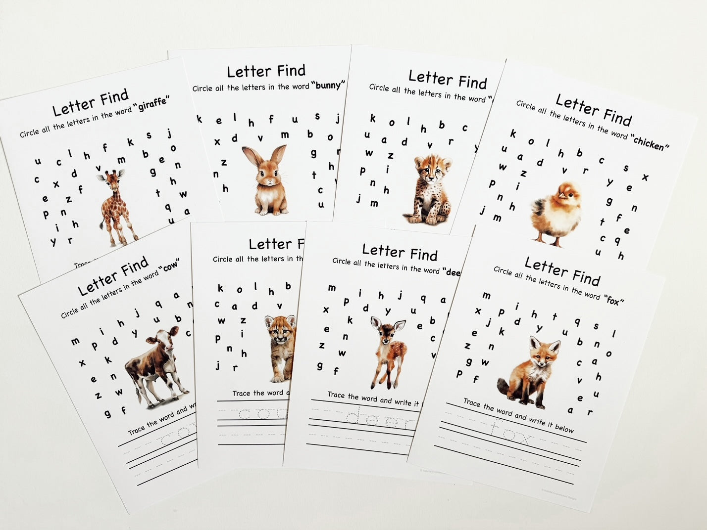 Preschool/Kindergarten Animal Learning Menu with 30 activity pages
