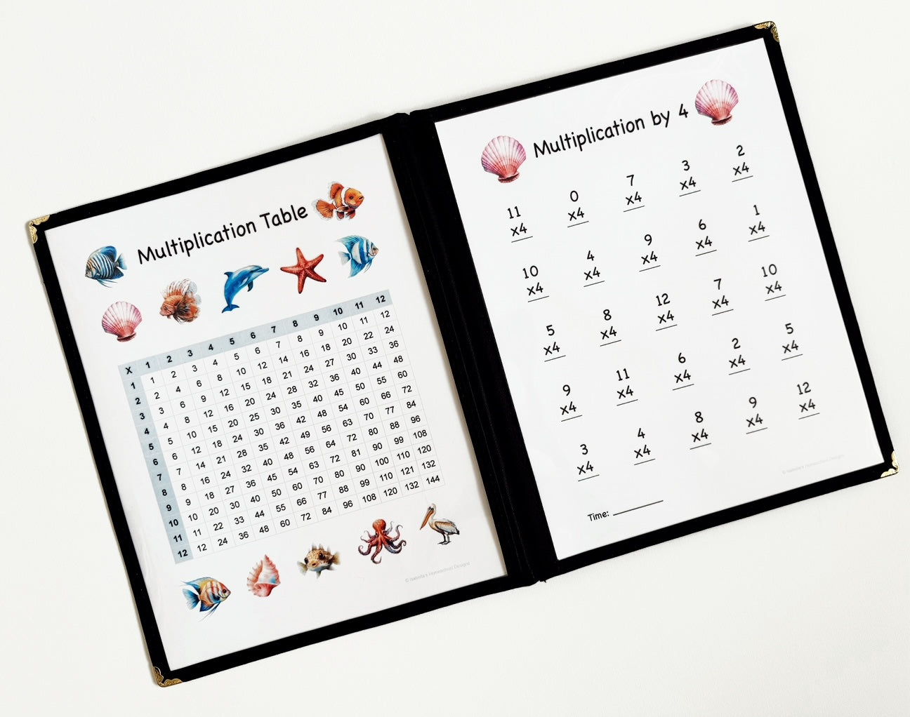 Multiplication and Division Morning Menu including a menu cover and 26 practice pages printed on cardstock