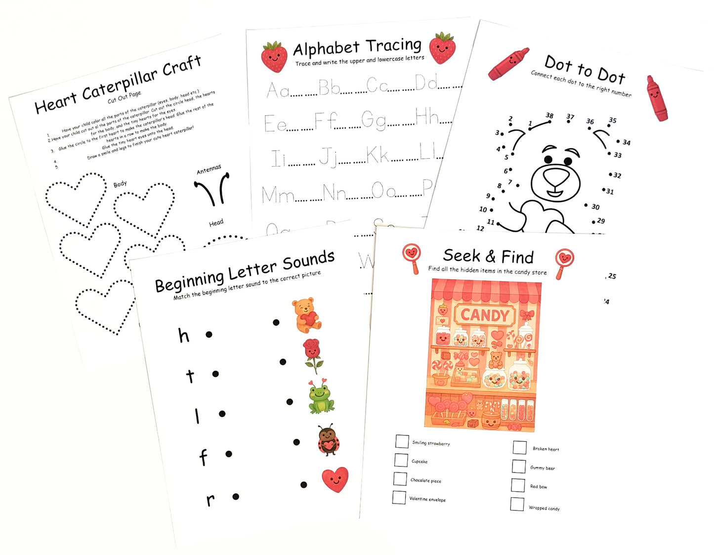 Valentines Preschool Morning Menu with 18 Activity Pages Toddler Busy Book for Independent Learning and Homeschool Curriculum