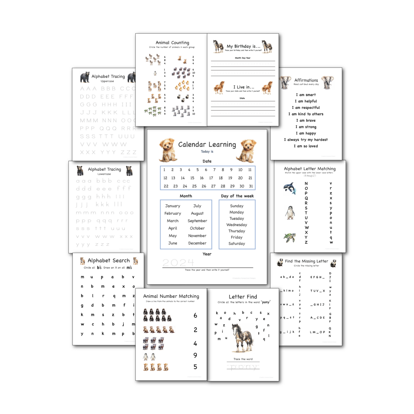 Preschool & Kindergarten morning menu printable including 26 educational activities