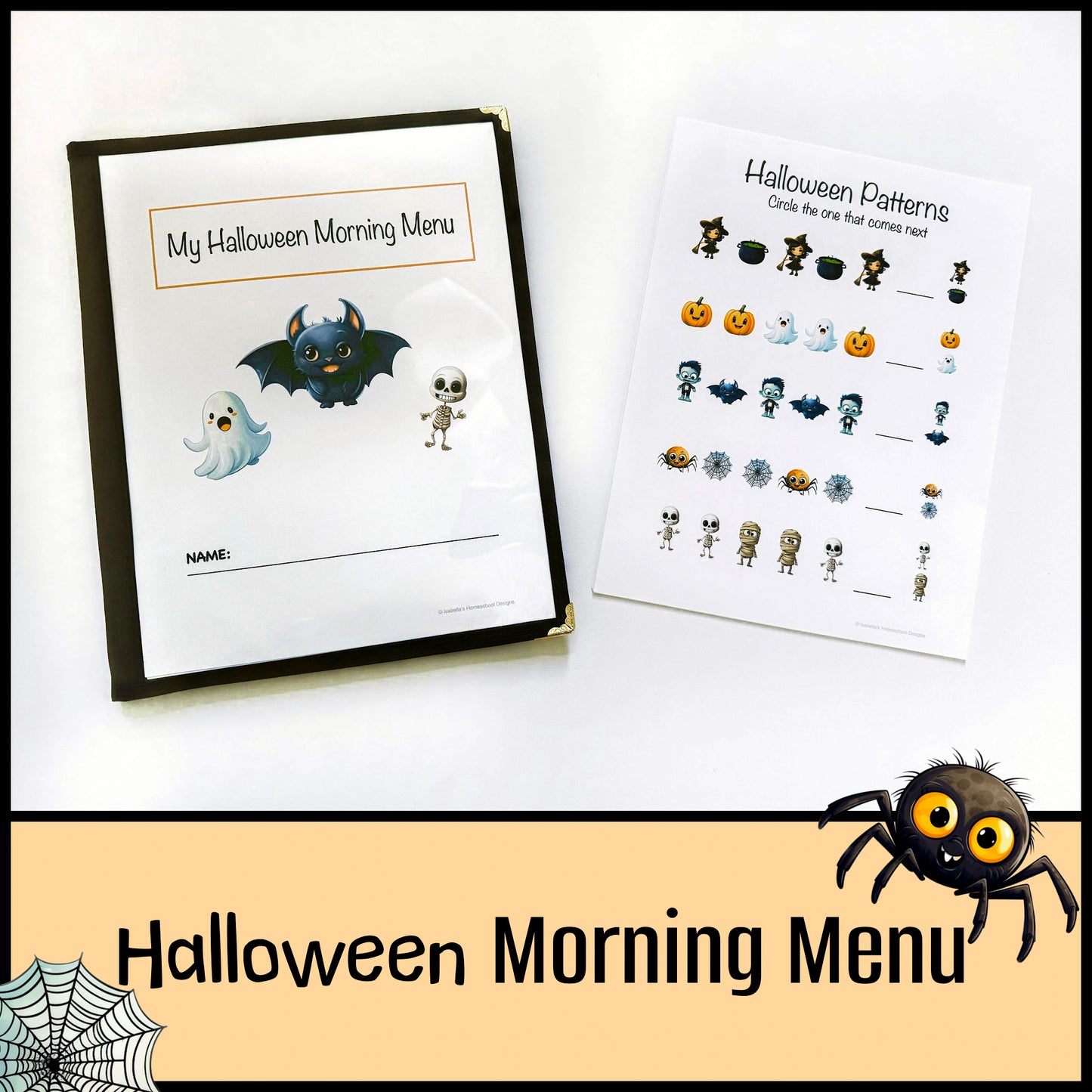 Halloween Morning Menu For Preschoolers With 16 Activity Pages | Toddler Busy Book | Toddler Workbook | Homeschool Curriculum | Halloween Activity Book