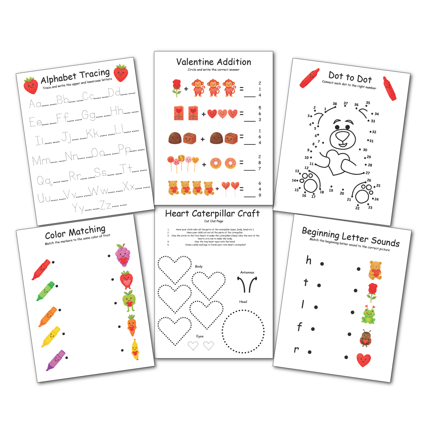 Valentines Preschool Morning Menu PDF with 18 Activity Pages for Toddlers Busy Book for Independent Learning and Homeschool