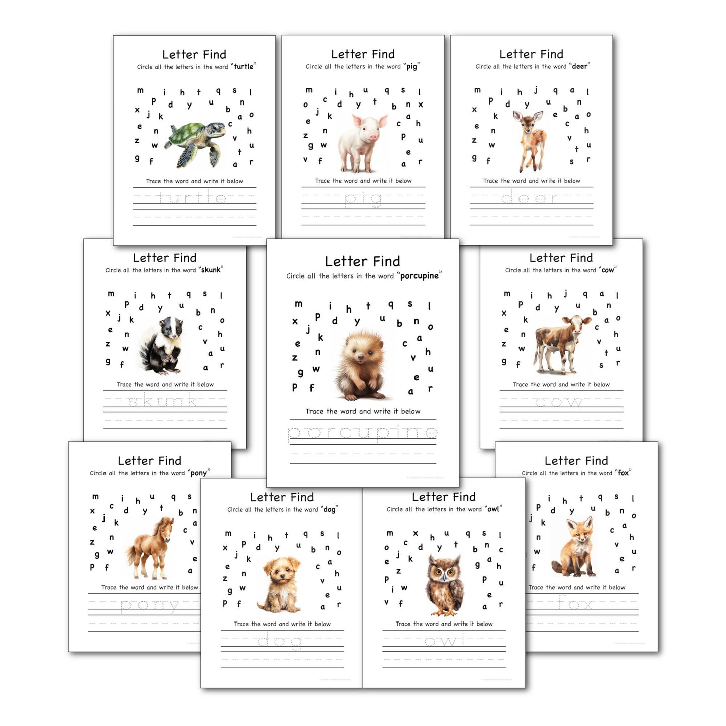 Preschool/Kindergarten Animal Learning with 30 printable activity pages