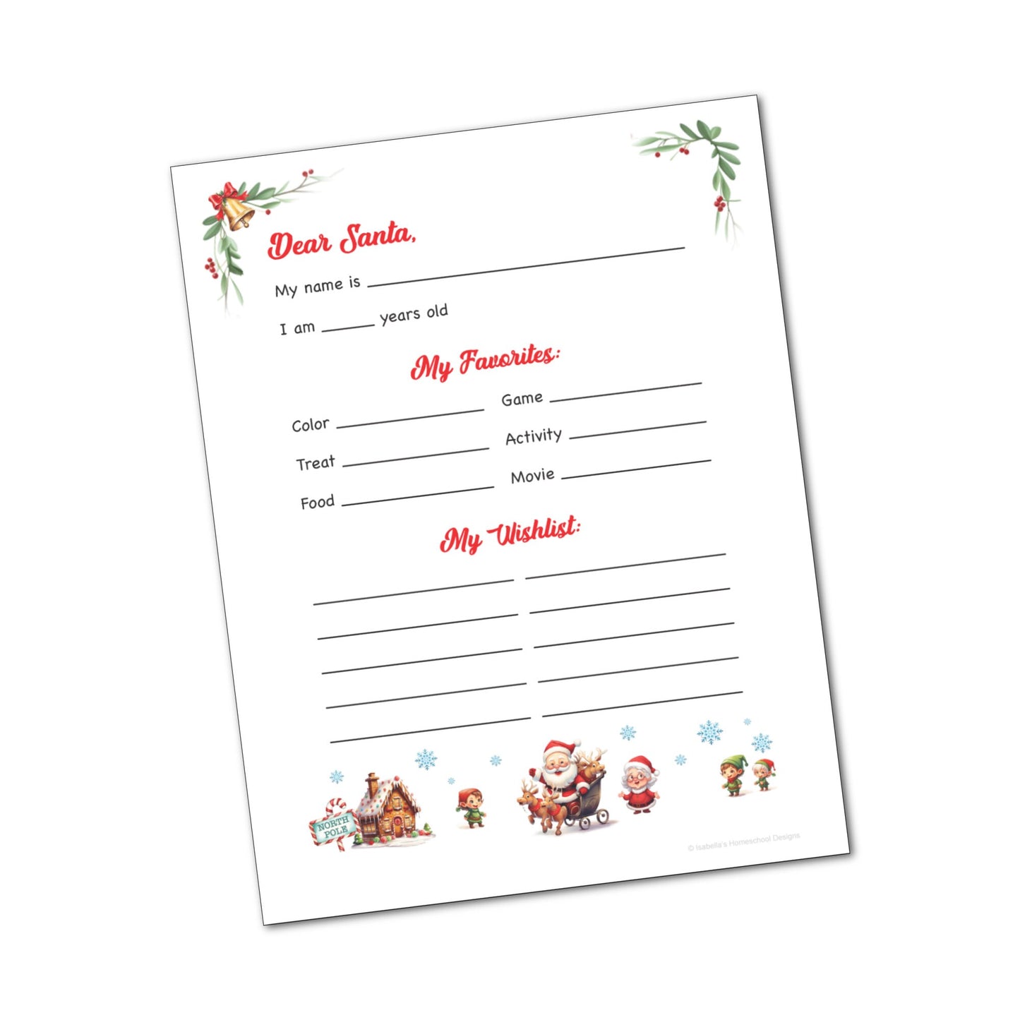 Letter to Santa| Letter to Santa Printable| Christmas Wishlist| Christmas Printable| Dear Santa Printable