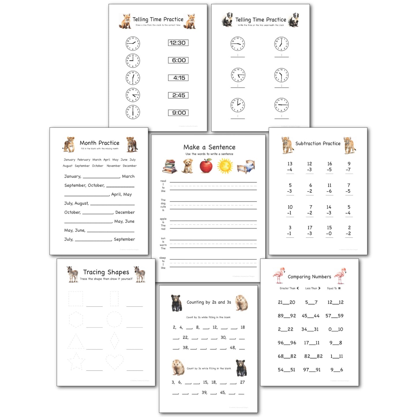 1st grade morning menu printable including 22 educational activities