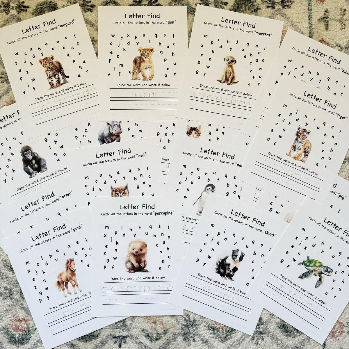 Preschool/Kindergarten Animal Learning with 30 printable activity pages