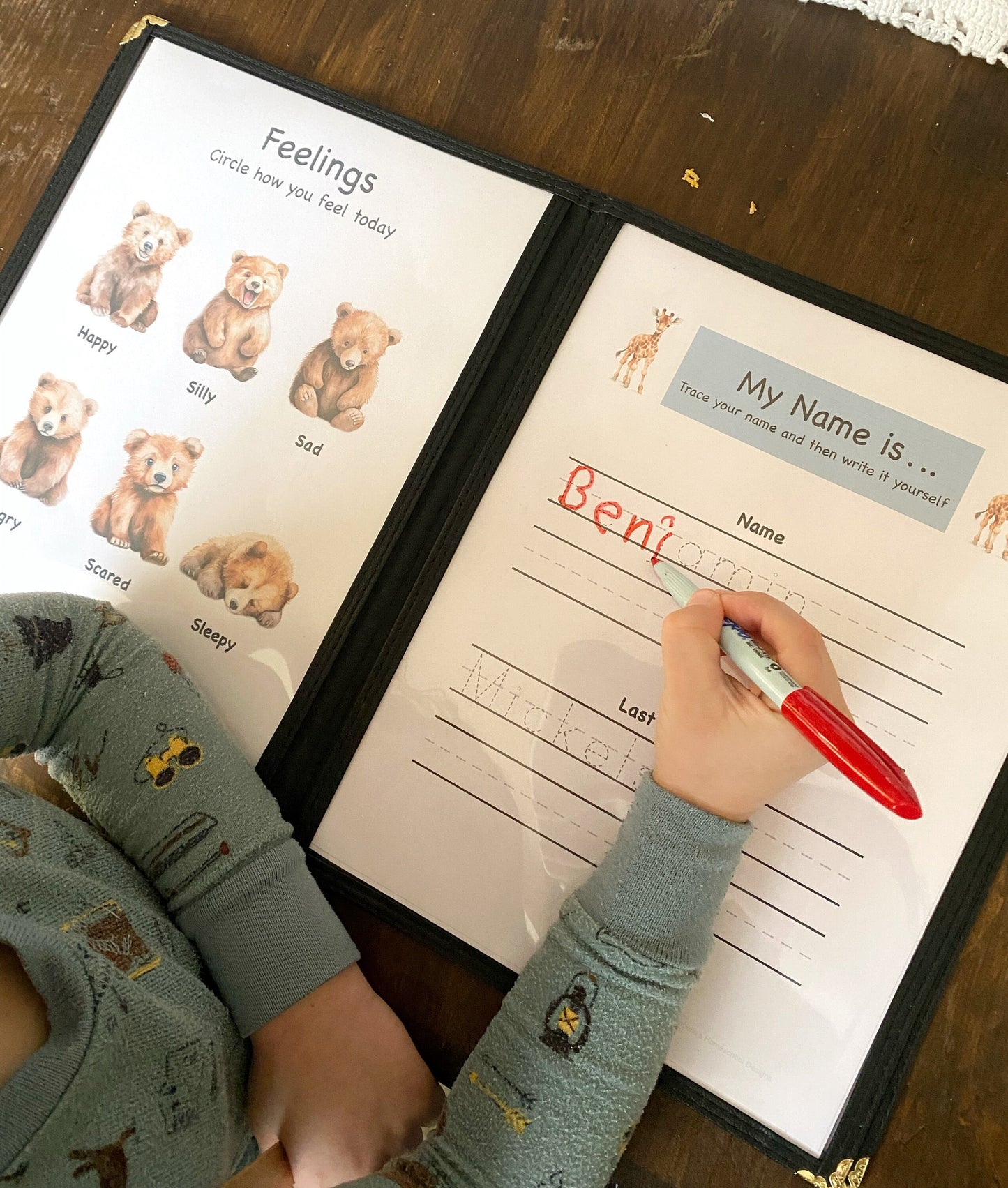 Personalized Name and Birthday/Residence Activity Pages for Morning Menu