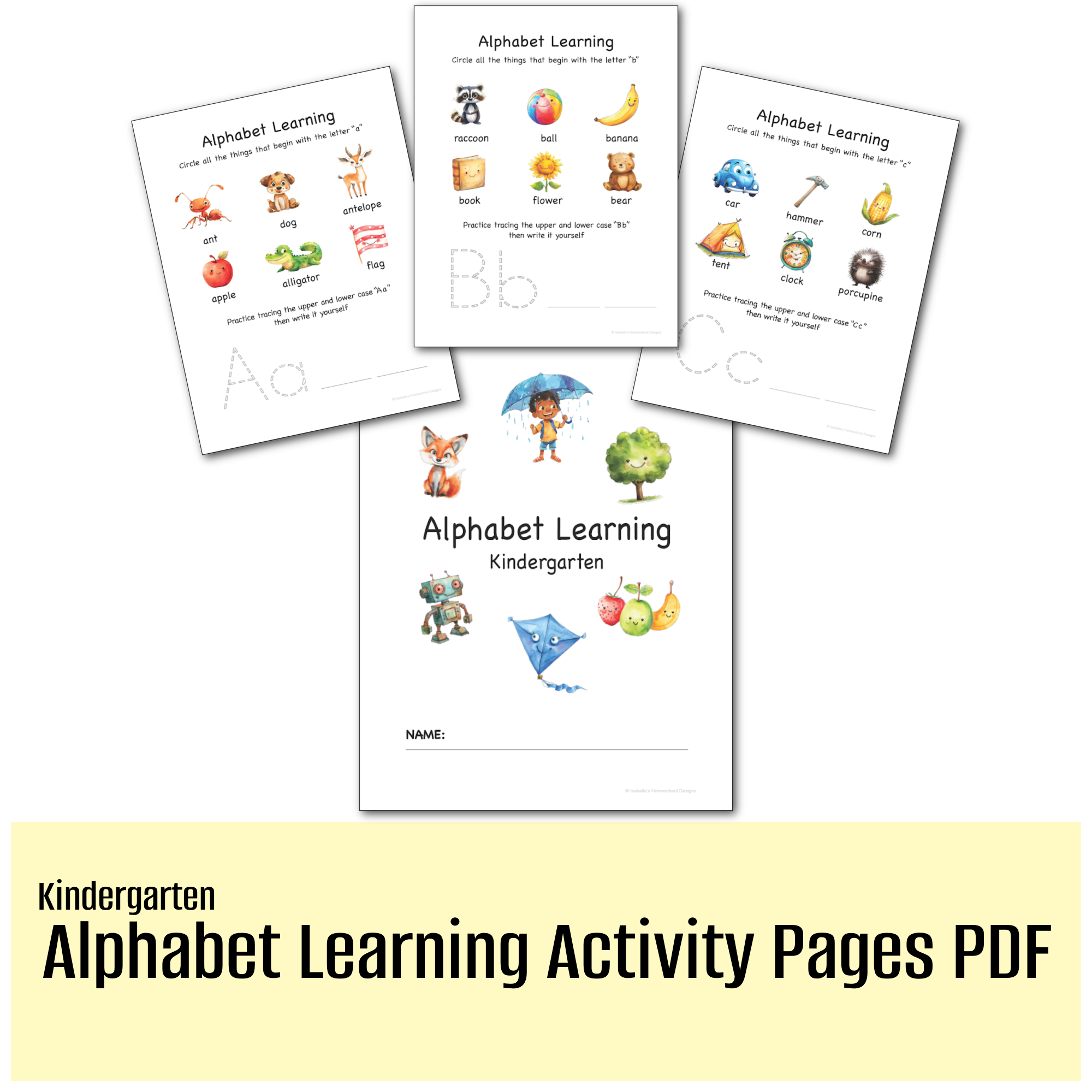 Alphabet Learning Activity Pages Kindergarten – Isabella's Homeschool ...