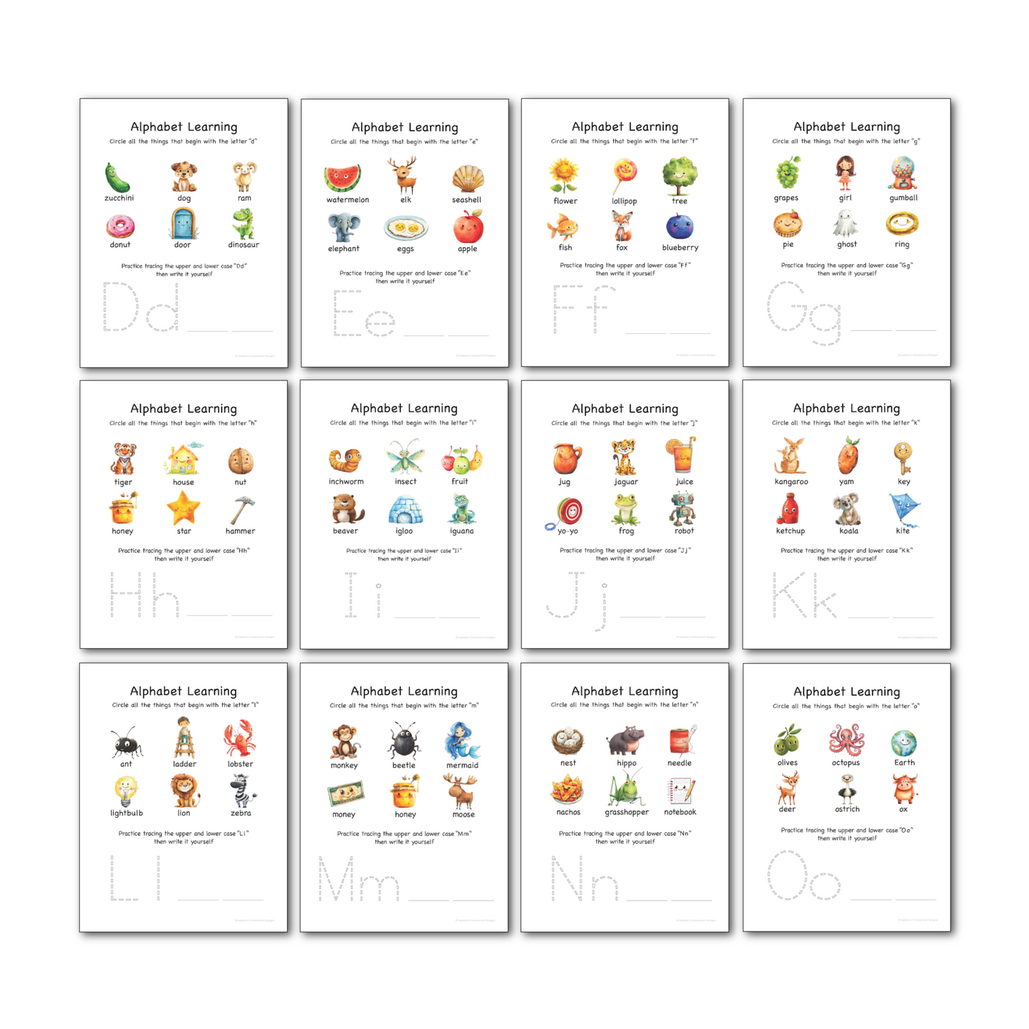 Alphabet Learning Activity Pages Kindergarten