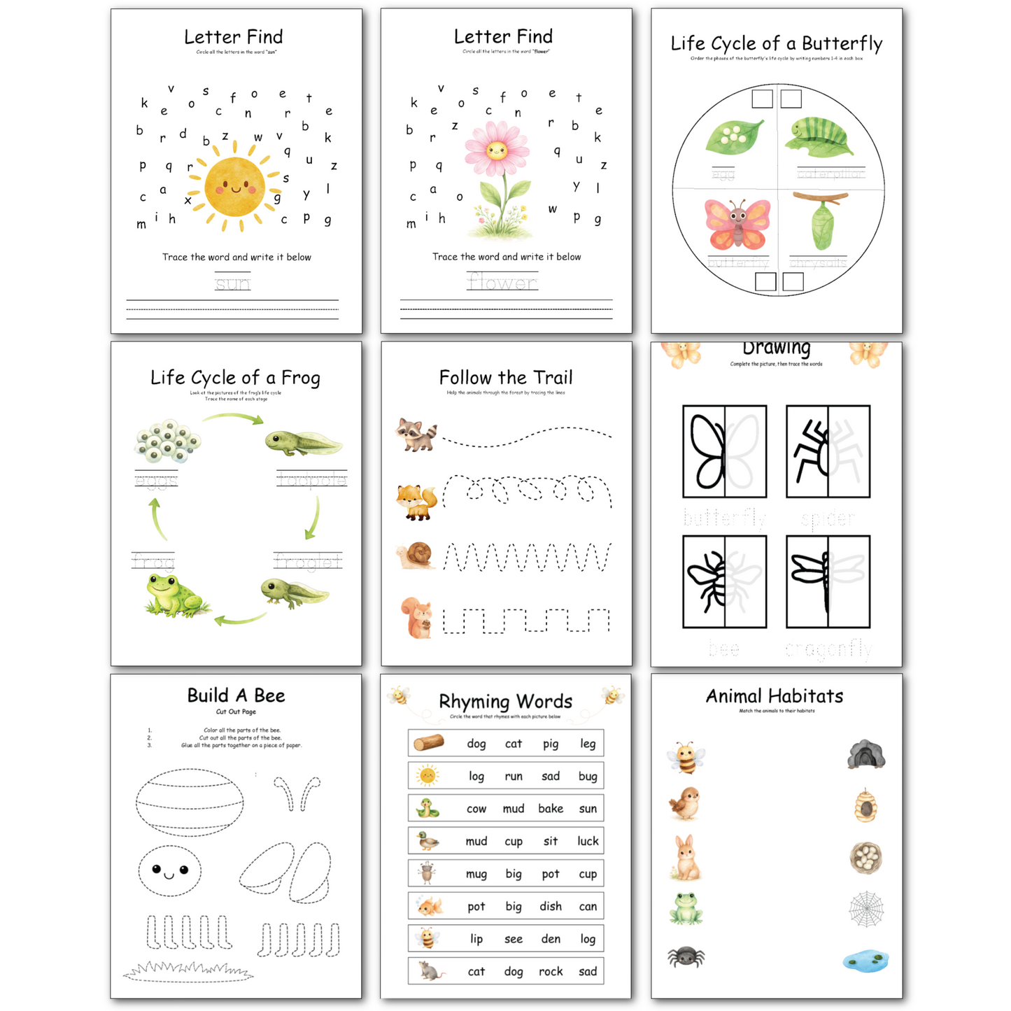 Nature Morning Menu Activity Pages| Preschool Curriculum| Toddler Busy Book|Preschool Workbook|Homeschool Curriculum