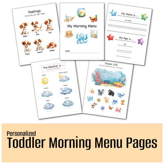 Personalized Toddler Morning Menu Pages