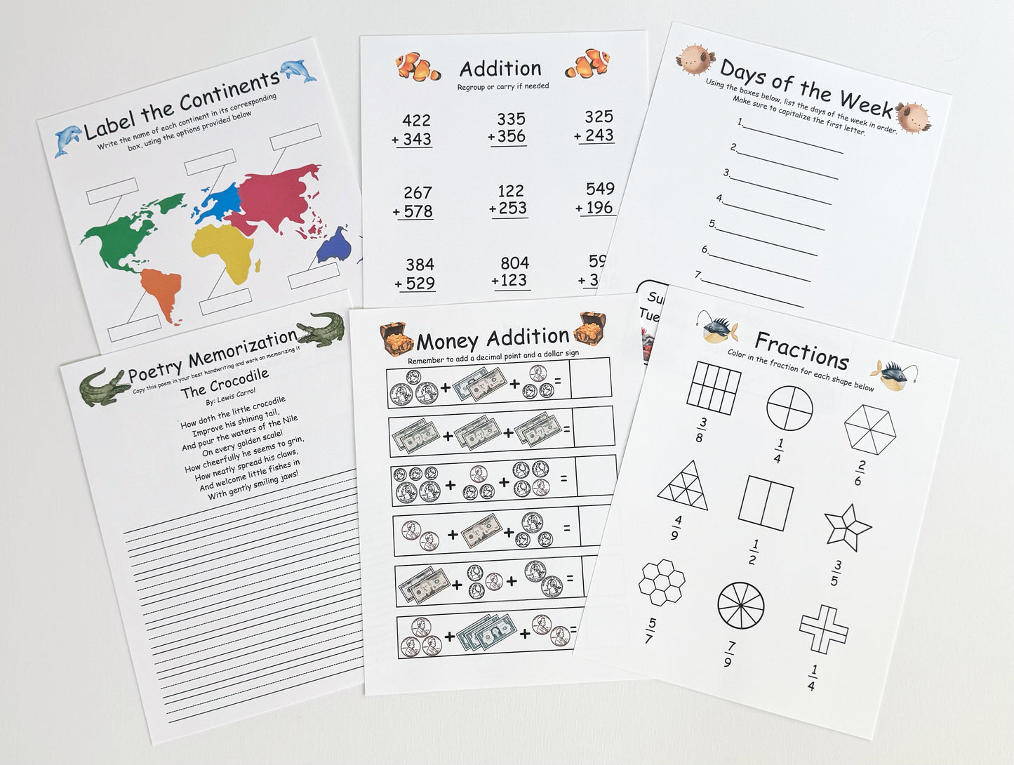 2nd Grade Morning Menu with 22 Reusable Activity Pages for Homeschool Curriculum Learning Book Educational Cardstock Pages