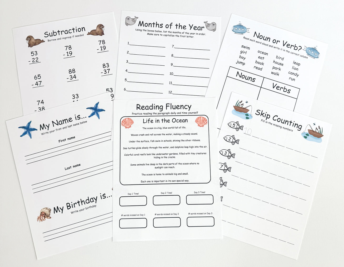 2nd Grade Morning Menu with 22 Reusable Activity Pages for Homeschool Curriculum Learning Book Educational Cardstock Pages