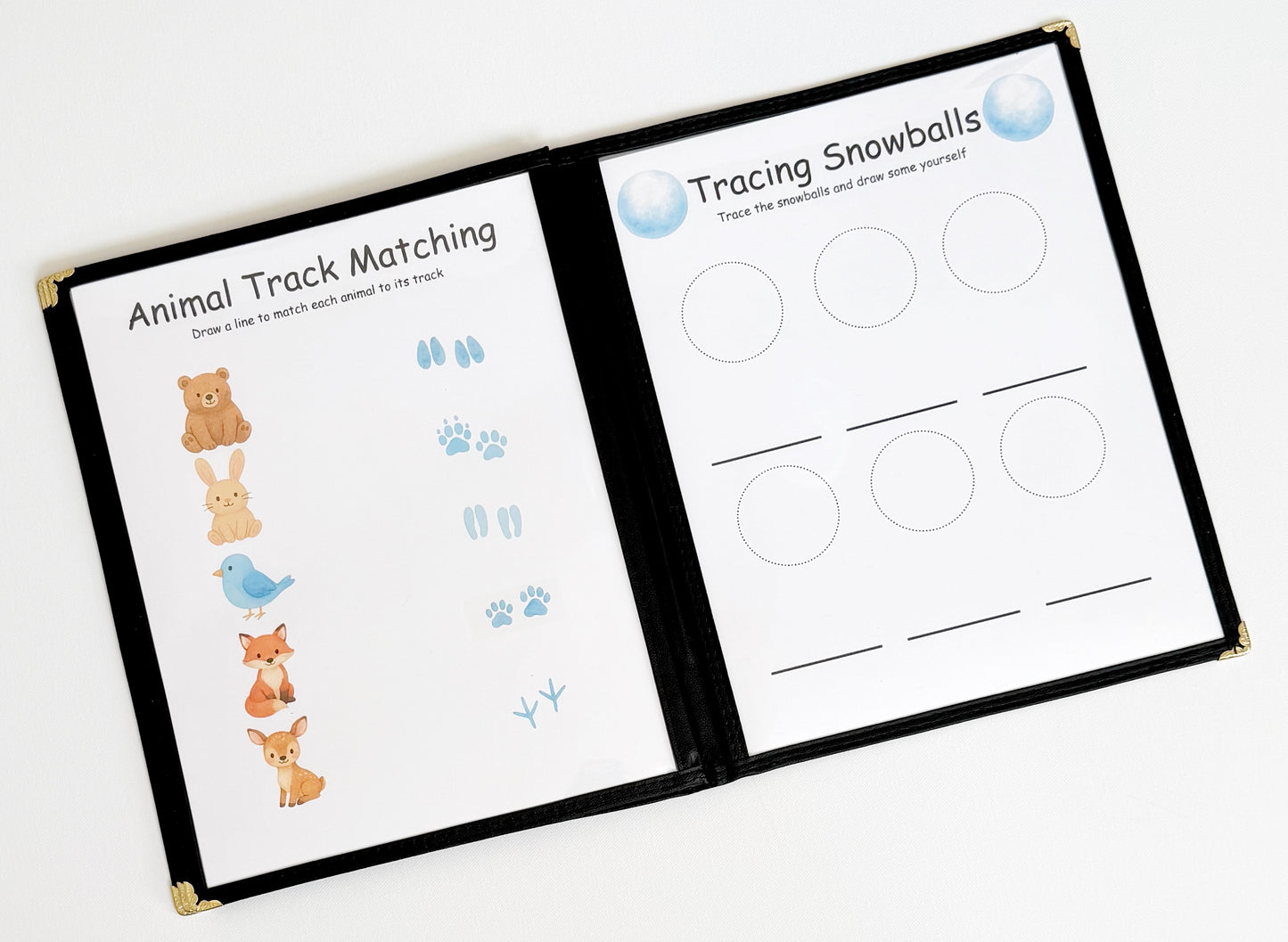 Winter Preschool Morning Menu with 18 Activity Pages Toddler Busy Book for Independent Learning and Homeschool Curriculum
