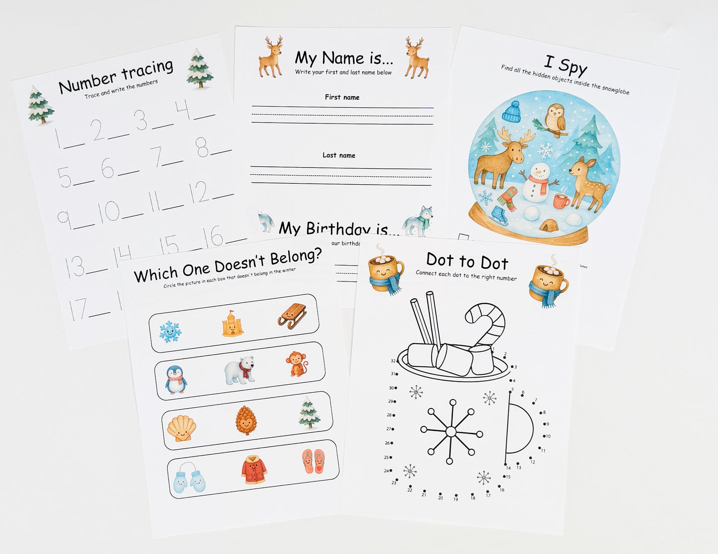 Winter Preschool Morning Menu with 18 Activity Pages Toddler Busy Book for Independent Learning and Homeschool Curriculum