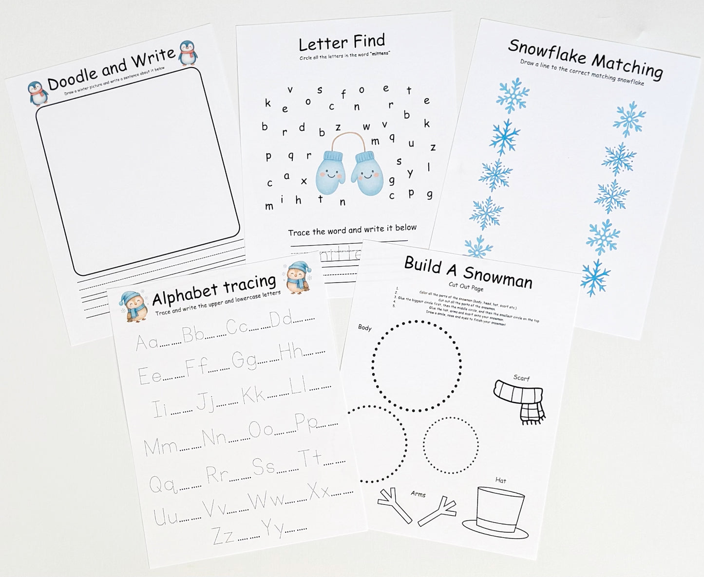 Winter Preschool Morning Menu with 18 Activity Pages Toddler Busy Book for Independent Learning and Homeschool Curriculum