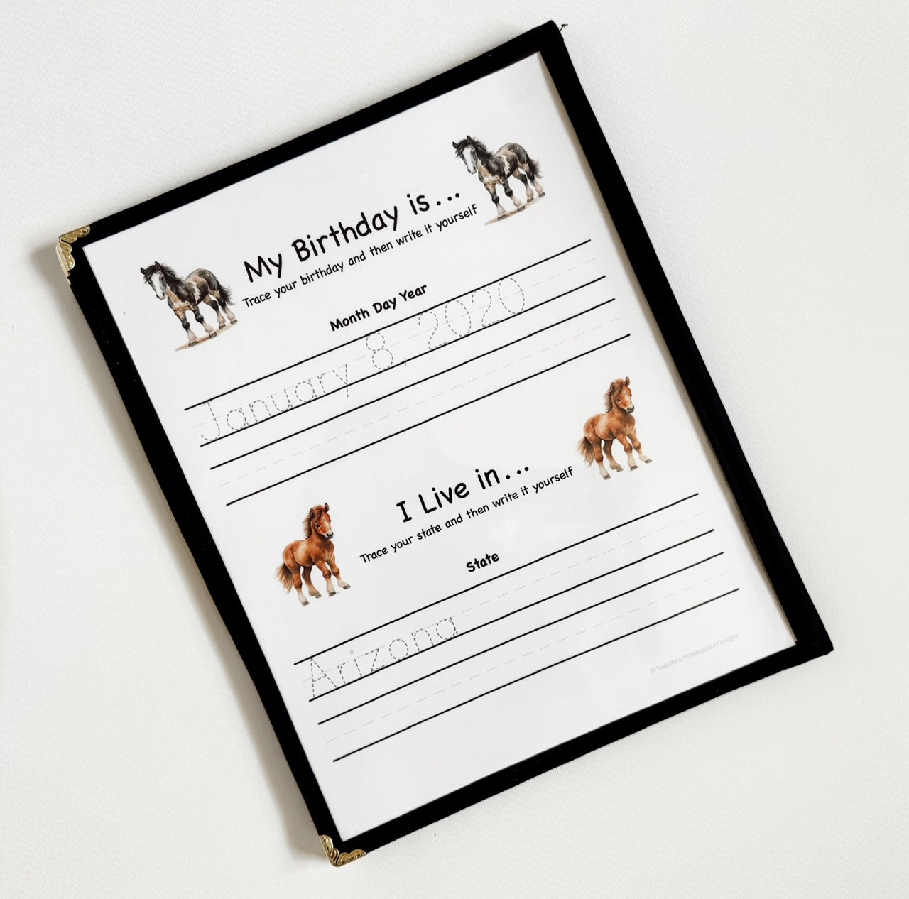 Personalized Morning Menu for preschoolers and kindergarteners including a menu cover and 27 educational pages printed on cardstock