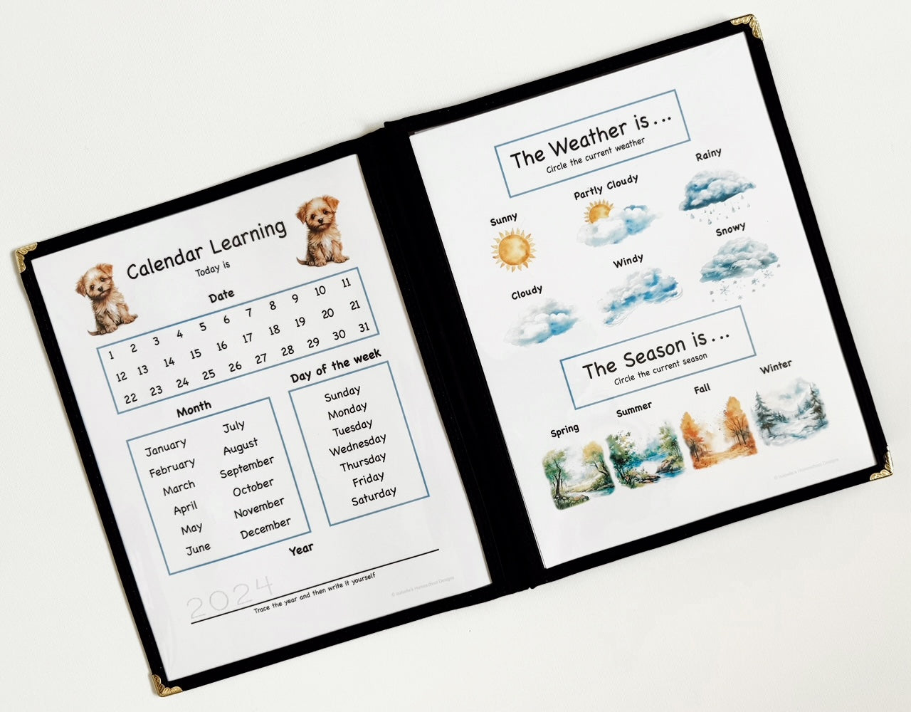 Personalized Morning Menu for preschoolers and kindergarteners including a menu cover and 27 educational pages printed on cardstock