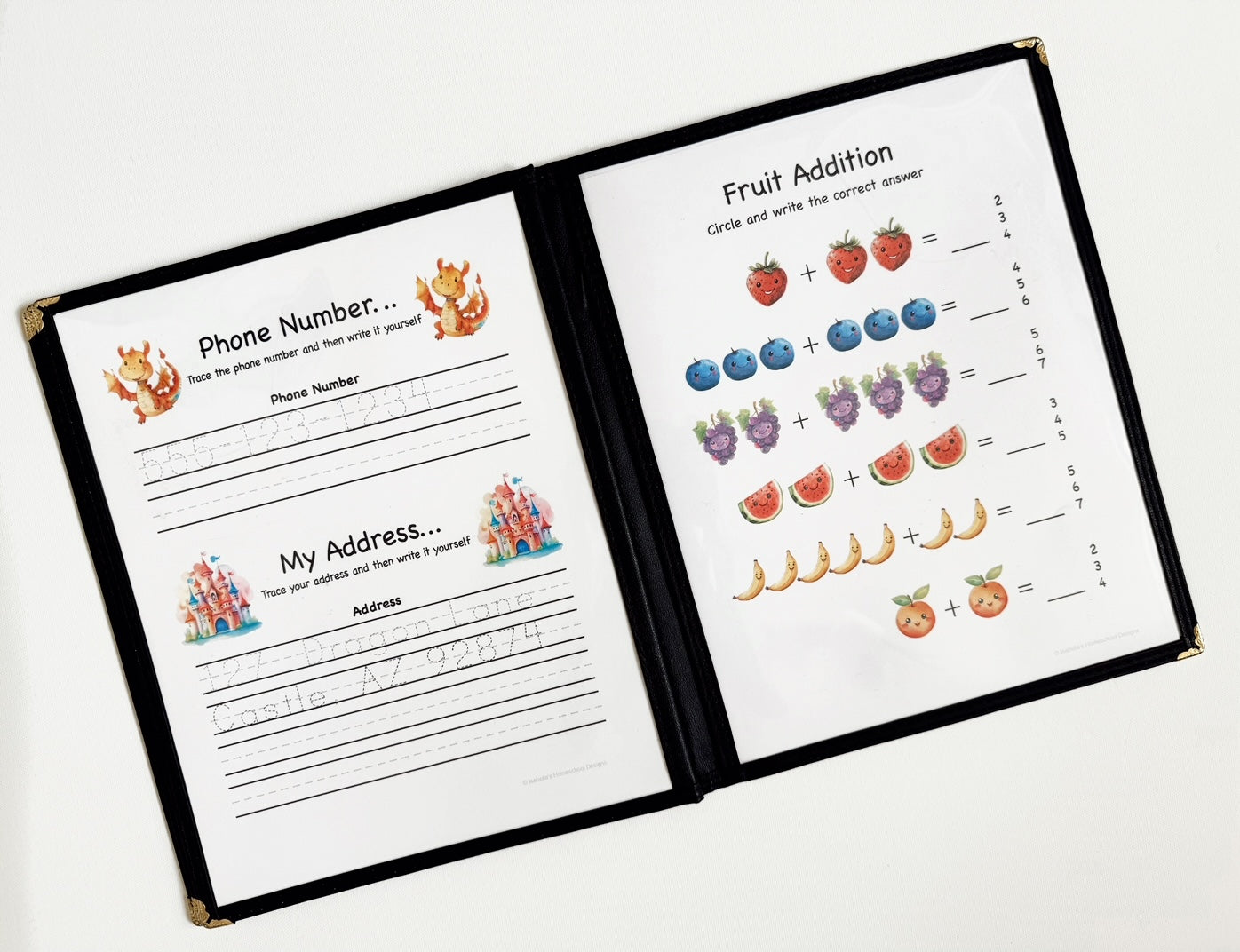 Personalized Morning Menu Volume 2 for preschoolers and kindergarteners including a menu cover and 27 educational pages printed on cardstock