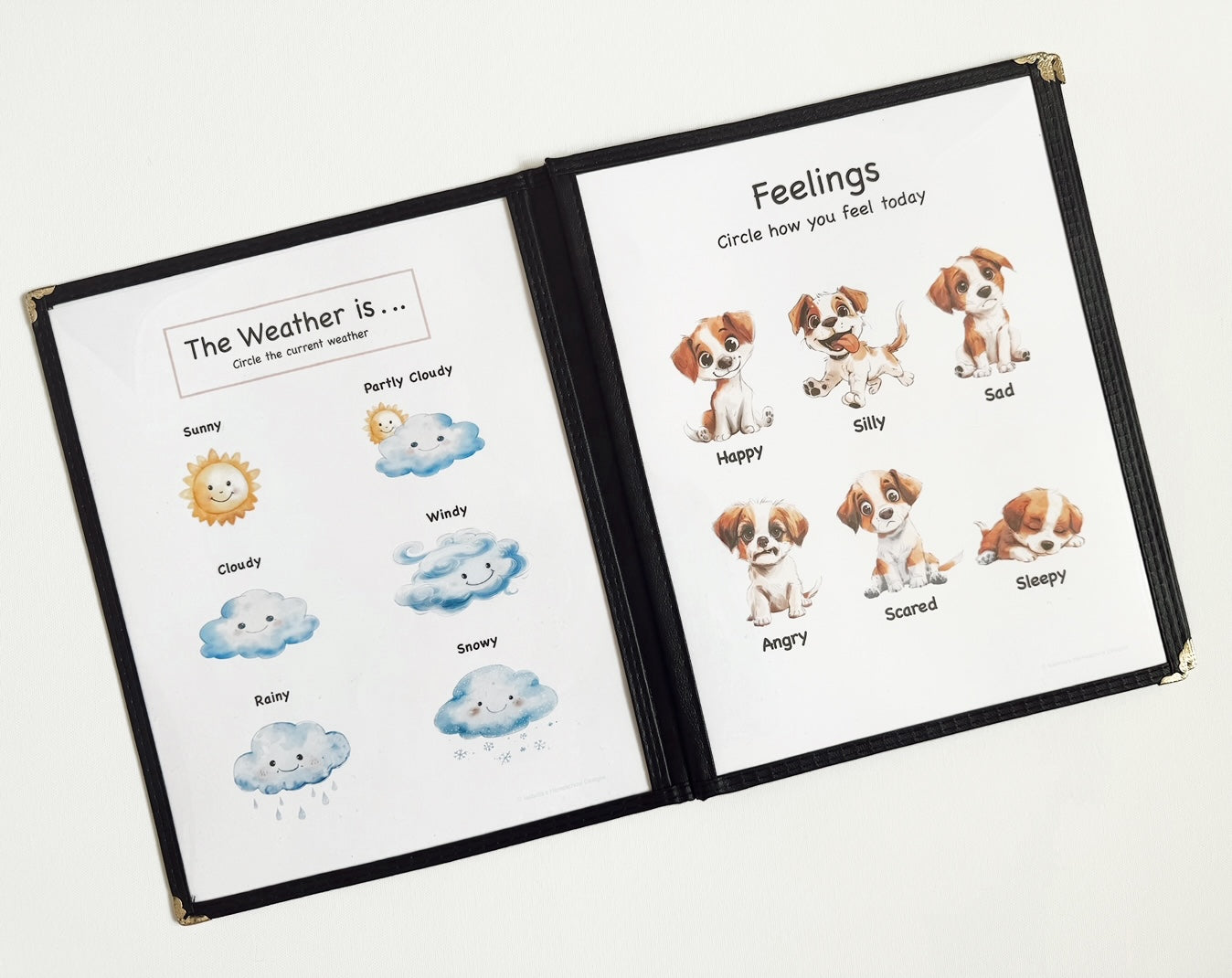 Personalized Morning Menu for Toddlers including a menu cover and 22 educational pages printed on cardstock