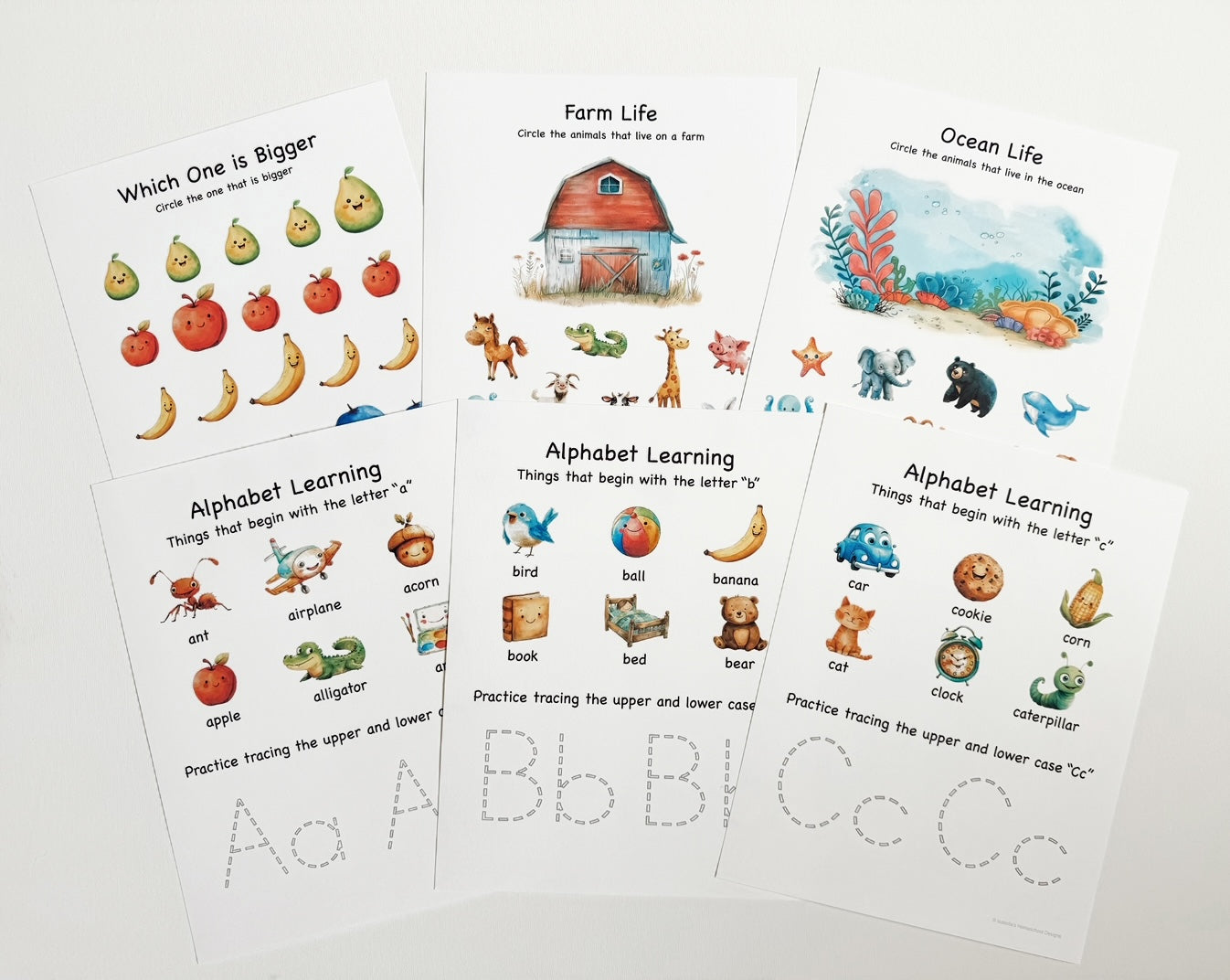 Personalized Morning Menu for Toddlers including a menu cover and 22 educational pages printed on cardstock