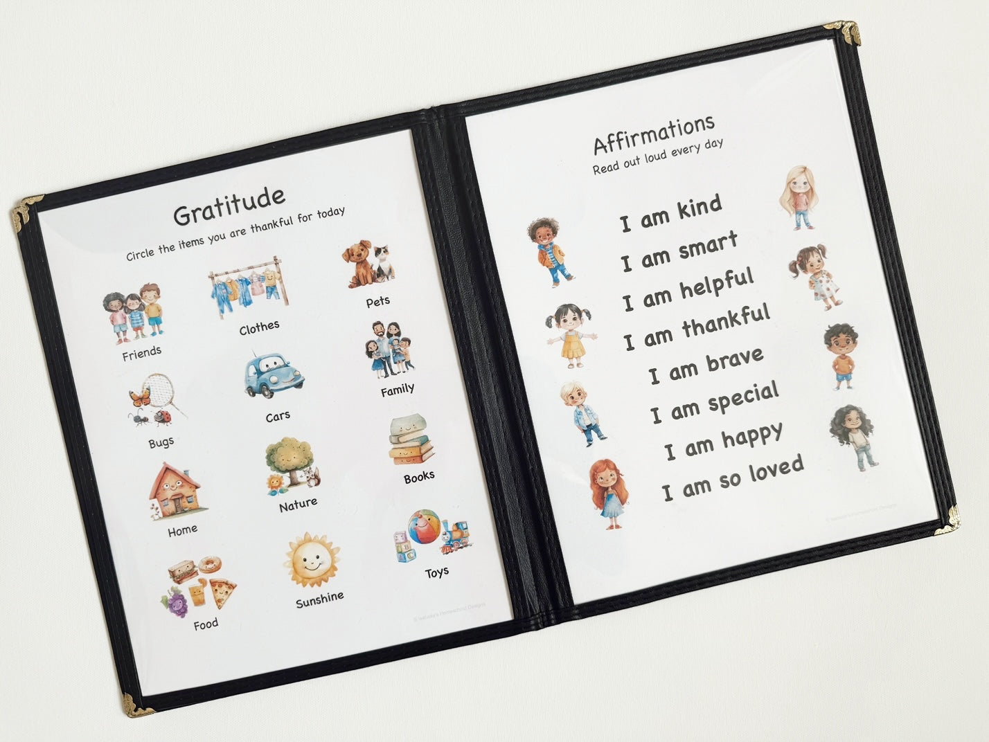 Personalized Morning Menu for Toddlers including a menu cover and 22 educational pages printed on cardstock