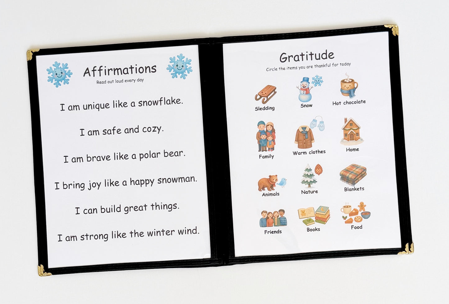 Winter Preschool Morning Menu with 18 Activity Pages Toddler Busy Book for Independent Learning and Homeschool Curriculum