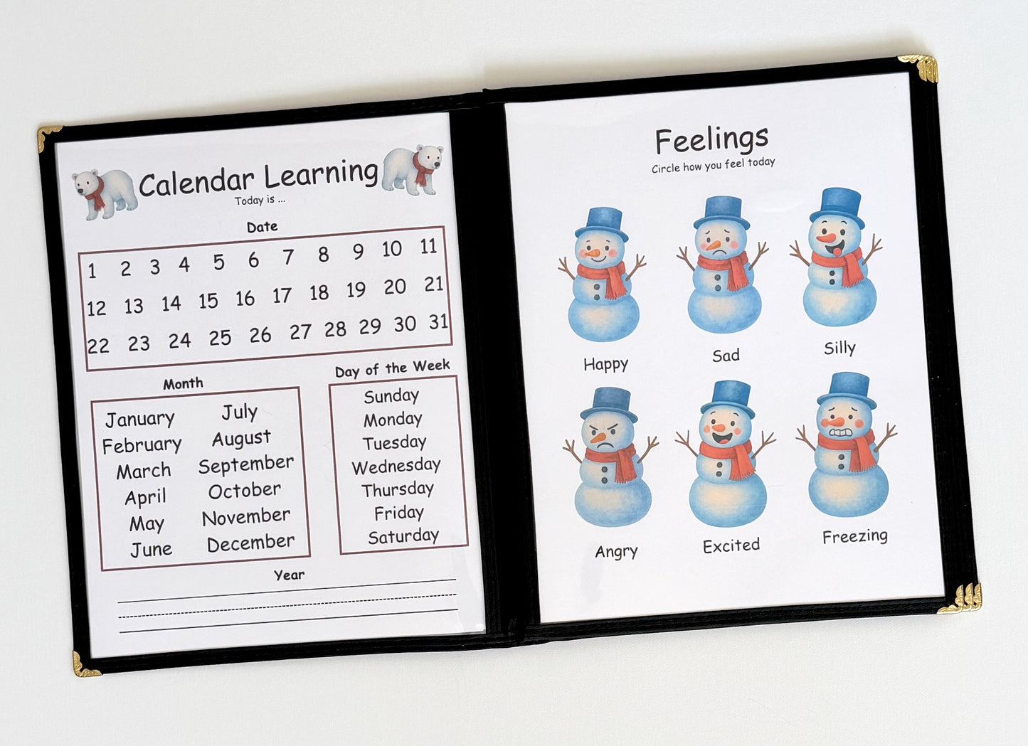 Winter Preschool Morning Menu with 18 Activity Pages Toddler Busy Book for Independent Learning and Homeschool Curriculum