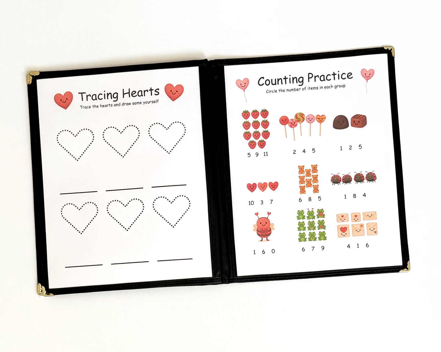 Valentines Preschool Morning Menu with 18 Activity Pages Toddler Busy Book for Independent Learning and Homeschool Curriculum