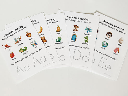 Toddler Morning Menu Alphabet Activity Pages Printed On Cardstock