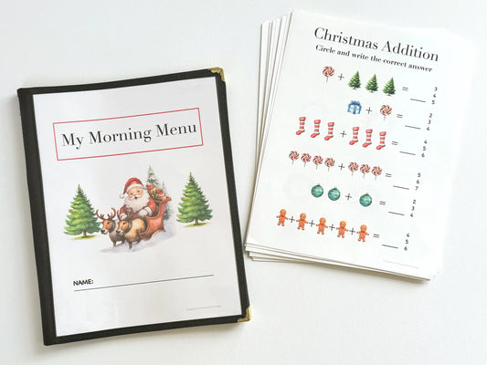 Christmas Morning Menu|Homeschool Morning Menu|Preschool Morning Menu|Kindergarten Morning Menu|Christmas Activity Book|Christmas Printables