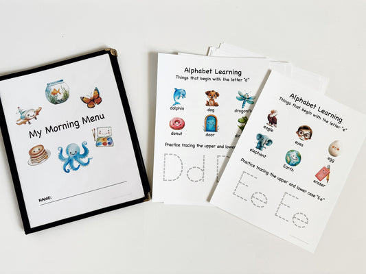 Personalized Toddler Morning Menu Bundle with 48 Activity Pages | Toddler Busy Book|Toddler Workbook|Homeschool Curriculum