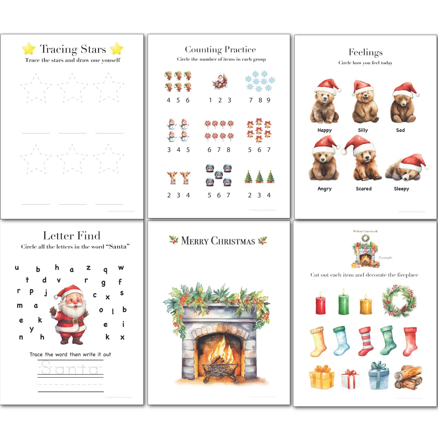 Christmas Activity Pages|Christmas Morning Menu Pages|Homeschool Morning Menu|Christmas Printables| Preschool Morning Menu