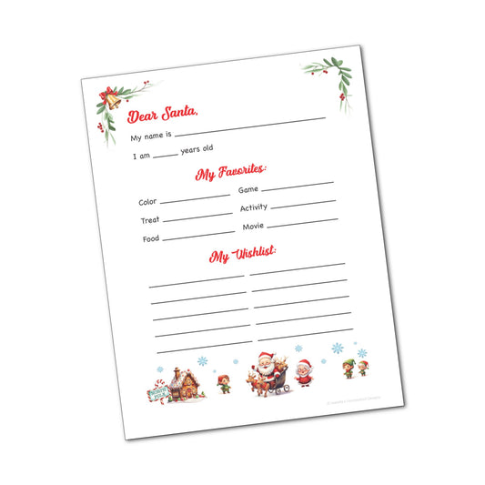 Letter to Santa| Letter to Santa Printable| Christmas Wishlist| Christmas Printable| Dear Santa Printable