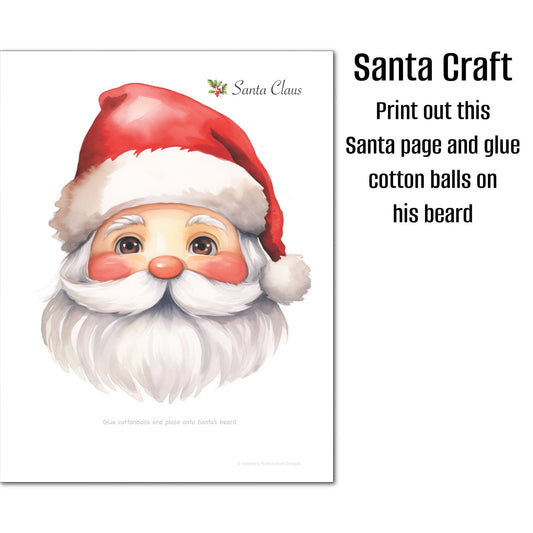 Santa Craft| Santa’s Beard Craft|Christmas Craft|Printable Santa Claus Craft|Homeschool Christmas Craft| Christmas Craft For Kids