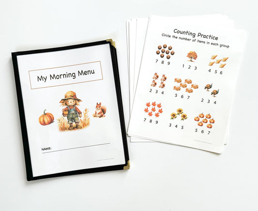 Thanksgiving Morning Menu For Preschoolers With 18 Activity Pages | Toddler Busy Book | Toddler Workbook | Thanksgiving Activity Book